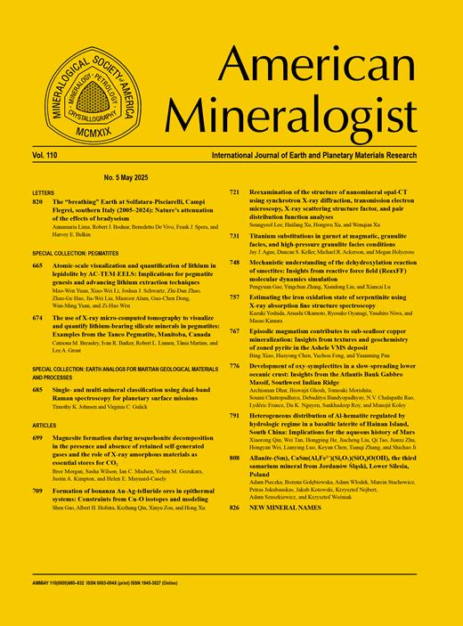 American Mineralogist Cover Image for Volume 110, Issue 5
