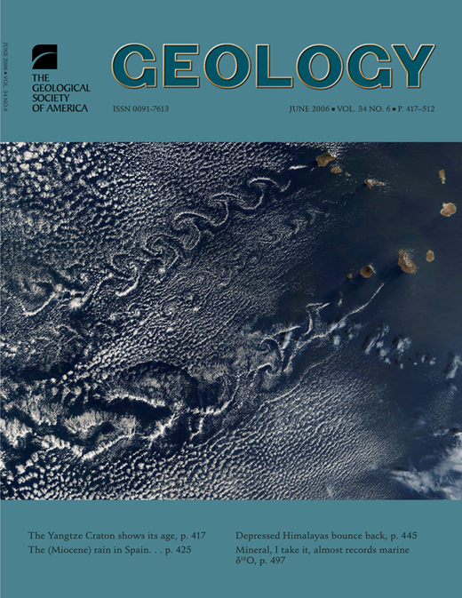 Geology Cover Image for Volume 34, Issue 6