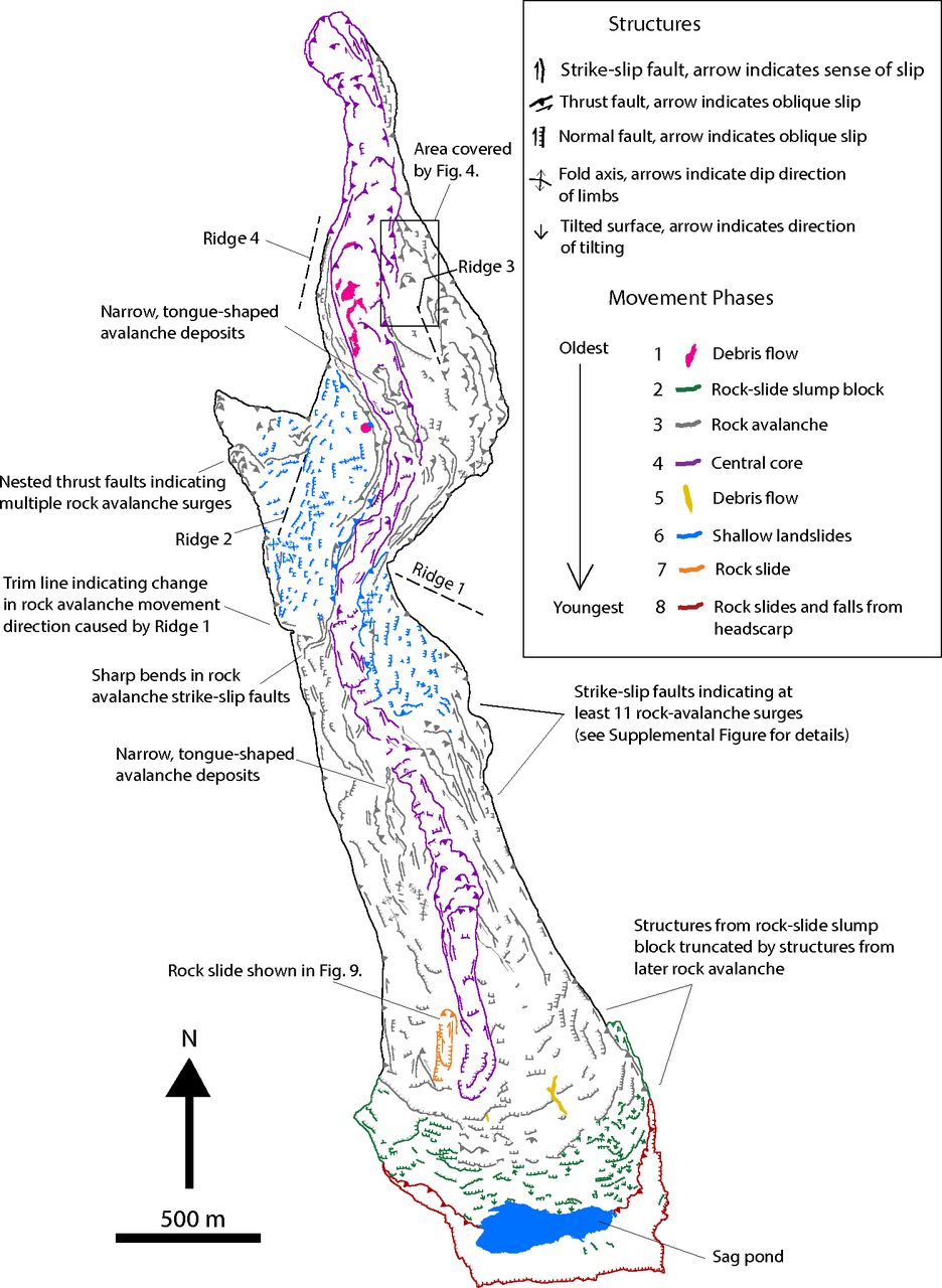 Rock Avalanche Dynamics Revealed By Large Scale Field Mapping And