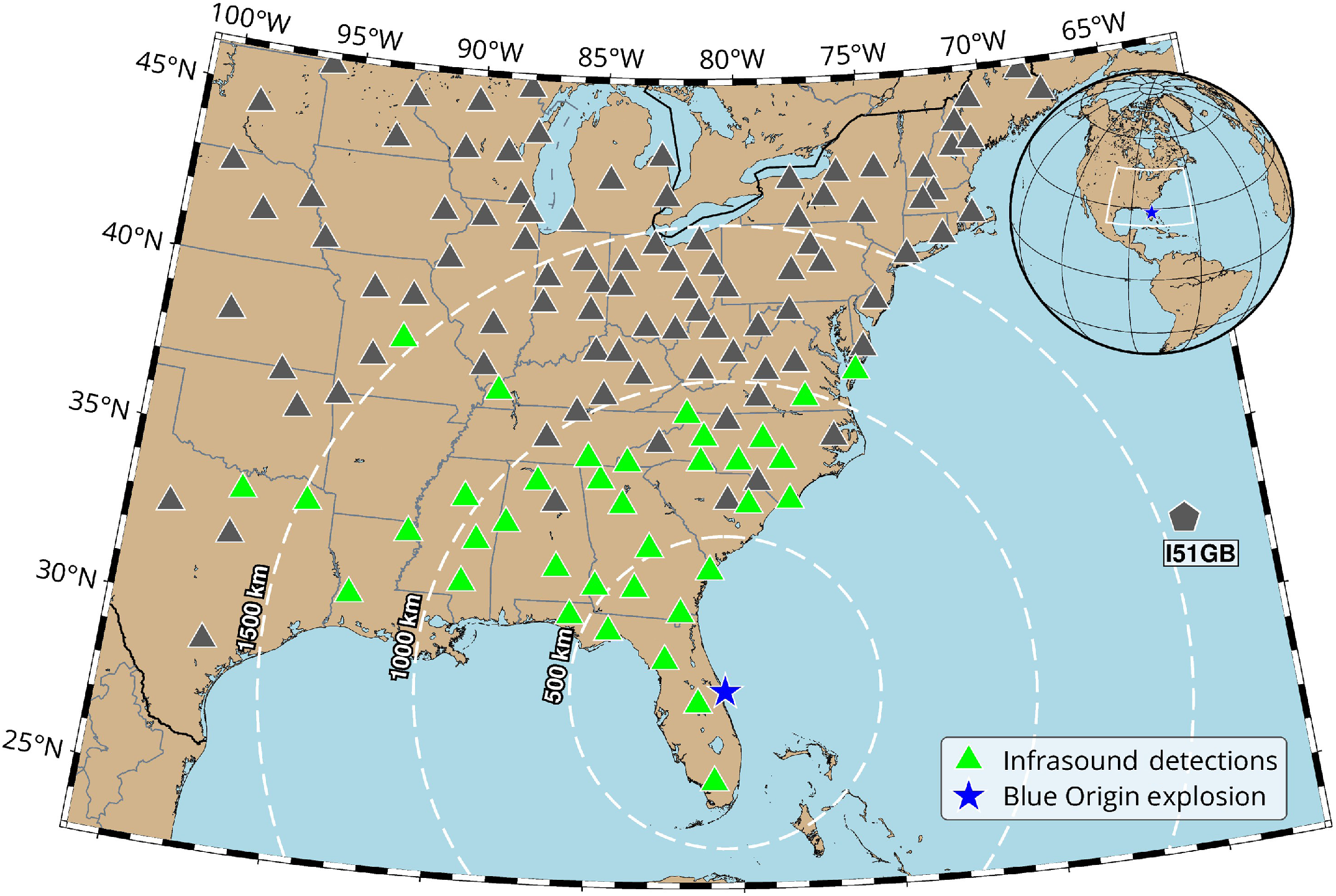 Blue Origin Explosion Detected and Measured with Infrasound Data Blue Origin Explosion Detected and Measured with Infrasound Data